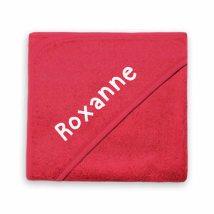 Badcape met naam - Fuchsia