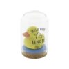 Decoratieve mini stolp met een schattig eendje onder glas en de tekst ‘Er is er maar EENDJE zoals jij’, vrolijk en uniek cadeau